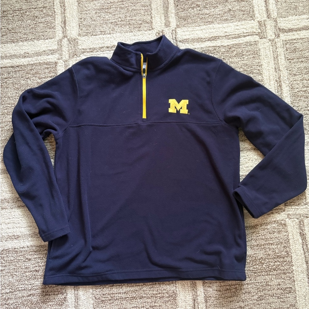 Men's University of Michigan Navy Quarter-Zip Fleece Sweater